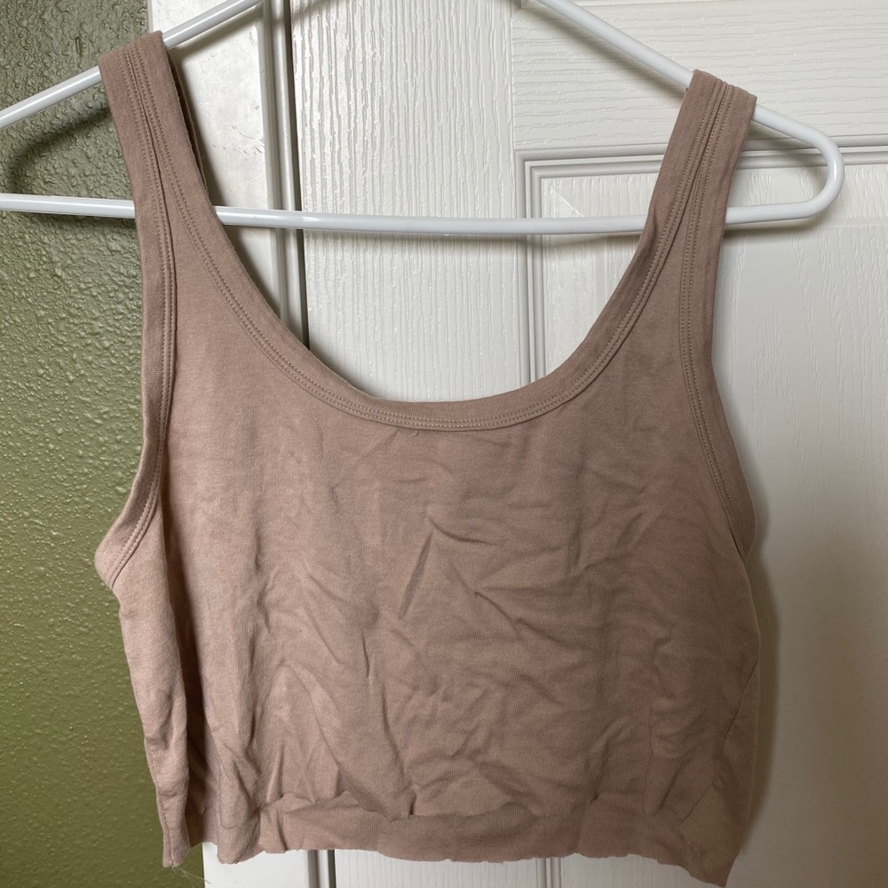 Coffe color crop tank top